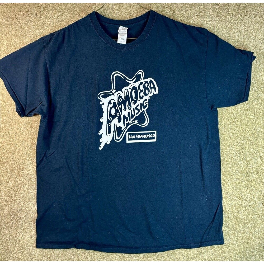 Vtg Amoeba Music San Francisco XL T-Shirt Record Store Music Band Black Records